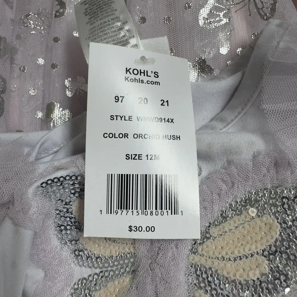 Little Lass Tutu Ballerina Dress Baby Girl Size 12 M Orchid Hush Silver Sequin